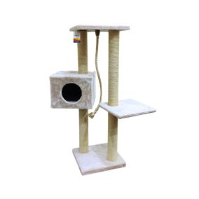 Catry Cat House with Scratching Post - 40L x 40W x 120H cm