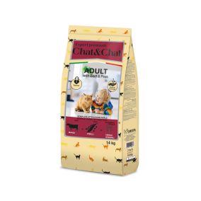 Chat and Chat Beef and Peas Dry Cat Food - 14 kg