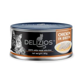 Delizios Chicken In Broth Canned Cat Food - 80 g - Pack of 24