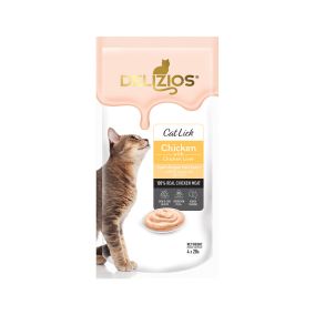 Delizios Chicken with Chicken Liver Lickable Cat Treats - 4 x 20 g