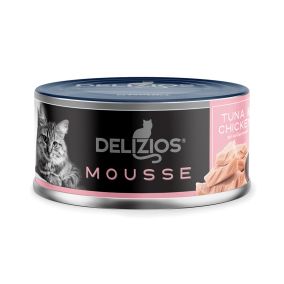 Delizios Tuna and Chicken Mousse Canned Cat Food -80 g - Pack of 24