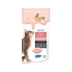 Delizios Tuna Katsuobushi Lickable Cat Treats - 4 x 20 g