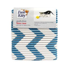 Fresh Kitty Jumbo Foam Litter Mat, Blue Chevron