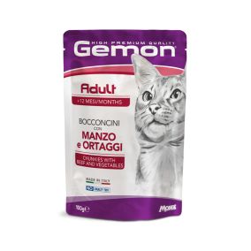 Gemon Chunkies with Beef and Vegetables Adult Cat Food Pouch - 100 g