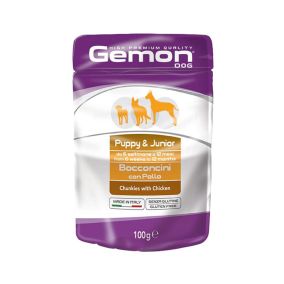 Gemon Chunks with Chicken Puppy and Junior Dog Food Pouch - 100 g