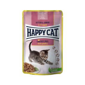 Happy Cat Meat in Sauce Poultry Farm Wet Kitten Food - 85 g Pack of 12