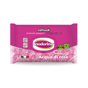 Inodorina Refresh Rose Water Fragrance Wipes, 40 Counts