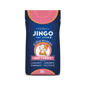 Jingo Natural White Bentonite Baby Powder Scented Cat Litter - 20 L