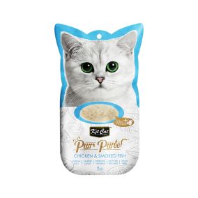 Kit Cat Purr Puree Chicken & Smoked Fish Cat Treats - 4 x 15g