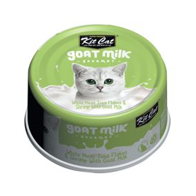 Kit Cat White Meat Tuna Flakes and Shrimp with Goat Milk Canned Cat Food - 70 g - Pack of 24