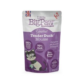 Little Big Paw Gourmet Duck Mousse Adult Cat Food Pouch - 85 g - Pack of 12