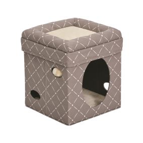 Midwest Curious Cat Cube - Mushroom Cat House - 16"L x 16"W x 17"H 