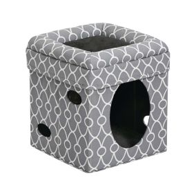 Midwest Curious Cat Cube - Grey - 39.3L x 39.3W x 42H cm 