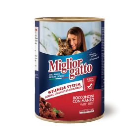 Miglior Gatto Chunks with Beef Canned Cat Food - 405 g