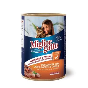 Miglior Gatto Chunks with Poultry and Carrots Canned Cat Food - 405 g