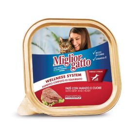 Miglior Pate with Beef and Heart Wet Cat Food - 100g Pack of 12