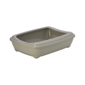 Moderna Arist-O-Tray Cat Litter Tray with Rim, Warm Gray