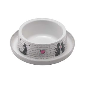 Moderna Cats In Love Trendy Dinner Cat Bowl, 350 cm, Grey & White