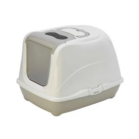 Moderna Flip Cat Enclosed Cat Litter Box, Warm Grey