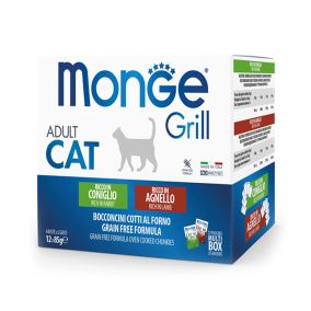 Monge Grill Multi Box - Rabbit and Lamb Adult Cat Food Pouches - 12 x 85 g