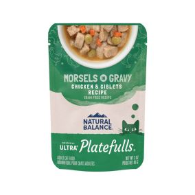 Natural Balance Original Ultra Platefulls Chicken and Giblets Recipe Morsels in Gravy Cat Food Pouch - 85 g - Pack of 24