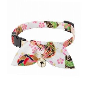 Necoichi Kimono Ribbon Cat Collar, White