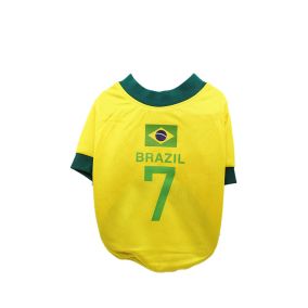 Olchi Brazil Football Jersey Dog T-Shirt - Yellow