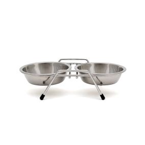 Pet Project Stainless Steel Double Bowl for Cats - 130 ml