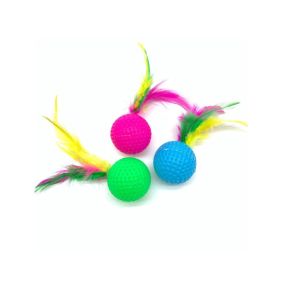 Pets.Love.Earth Golf Ball with Feather Cat Toy