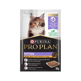 Purina Pro Plan Tender Pieces with Chicken in Jelly Kitten Food Pouch - 85 g - Pack of 12