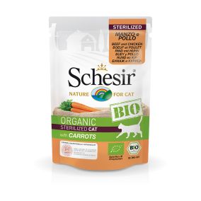 Schesir Bio Sterilized Beef And Chicken With Carrots Cat Food Pouch - 85g - Pack of 12