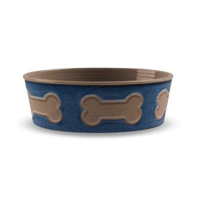 Tarhong Bone Emboss Pet Bowl, Large, 8.5" x 8.5" x 2.6"