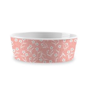 Tarhong Flower Fields Single Wall Pet Bowl, Blush, Medium, 6.7" x 6.7" x 2.3"