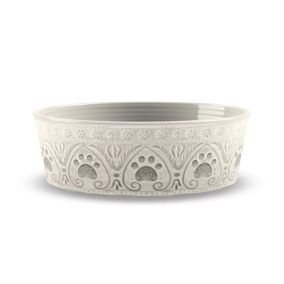 Tarhong Medallion Paw Print Pet Bowl, Natural