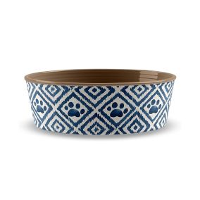 Tarhong Paw Ikat Pet Bowl Small, Indigo 