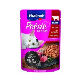 Vitakraft Poeise Delice with Beef in Sauce Cat Food Pouch - 85 g - Pack of 23