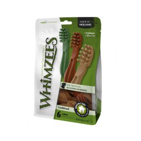 Whimzees Toothbrush Star Large Mix Brown/Green/Orange - 6pc