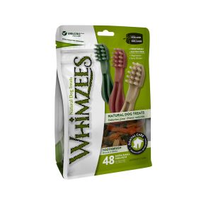 Whimzees Toothbrush Star Xsmall Mix Brown/Green/Orange - 48pc