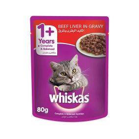 Whiskas Beef Liver in Gravy Cat Food Pouch - 80 g