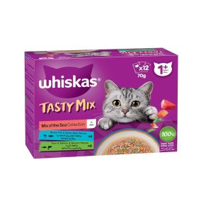 Whiskas Tasty Mix Sea Collection Mix in Jelly Cat Food Pouch - 70 g - Pack of 12