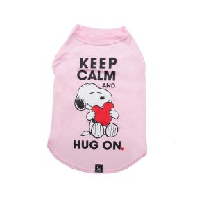 Zooz Pets Winter Snoopy Keep Calm and Hug On Pet T-Shirt - Pink