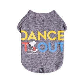 Zooz Pets Winter Snoopy Wood Dance It Out Pet T-Shirt - Grey