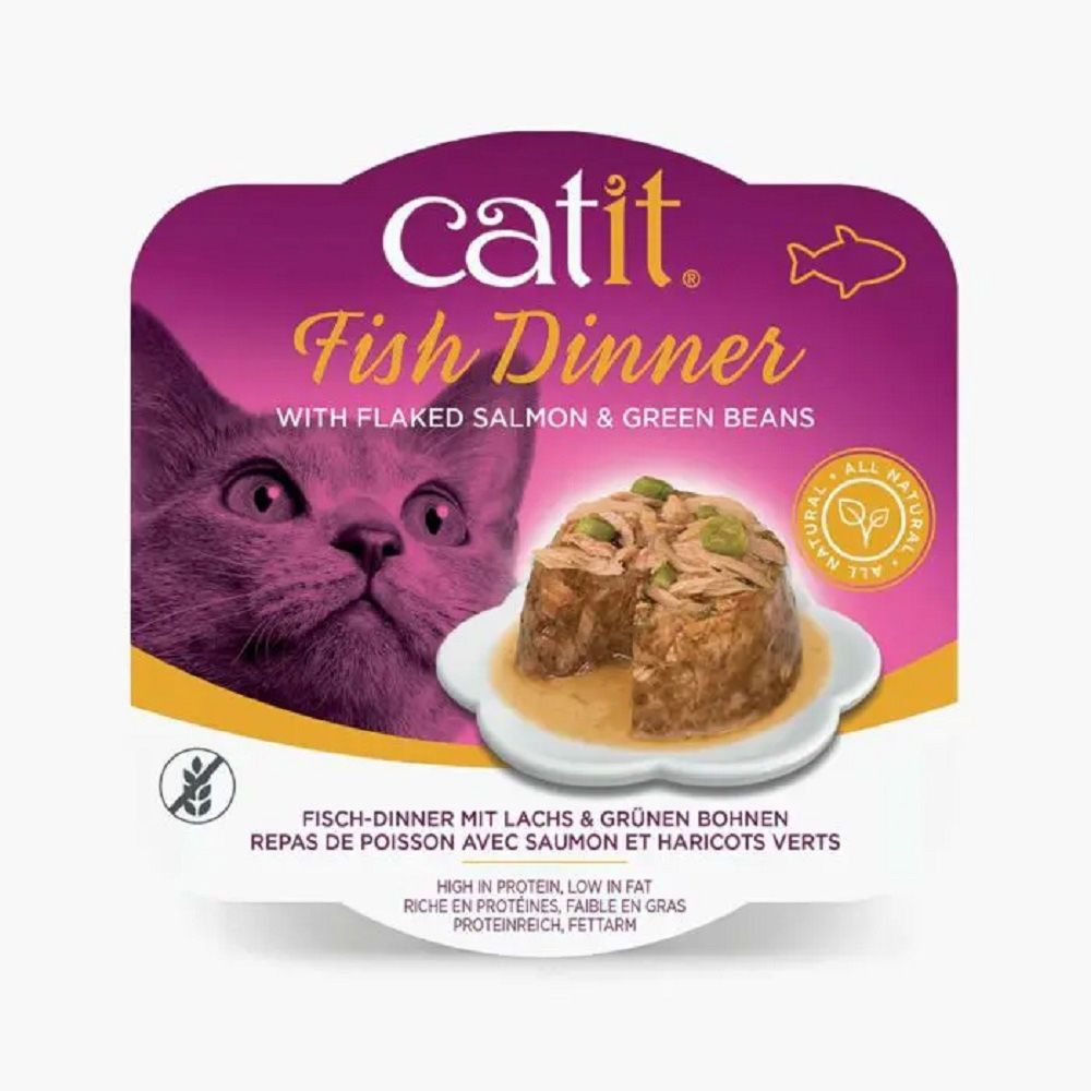 Catit Fish Dinner with Flaked Salmon Green Beans Canned Cat Food