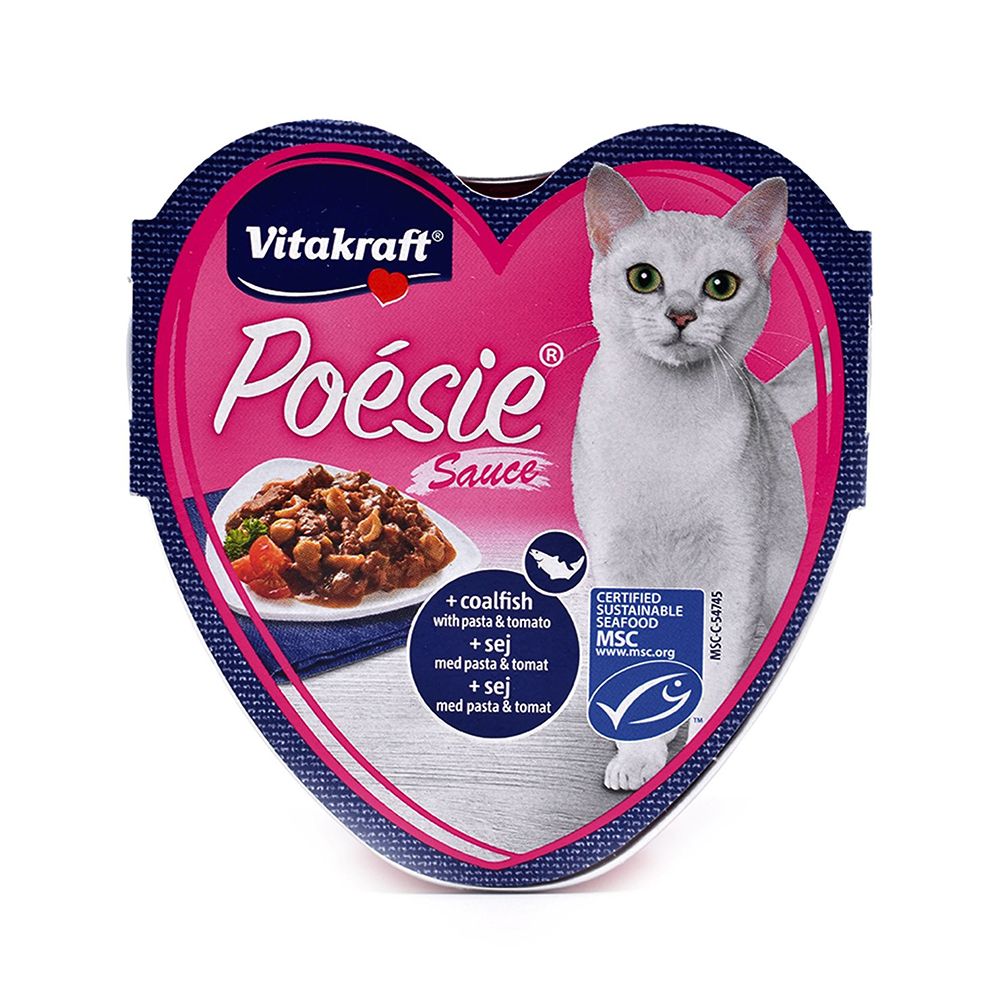 Vitakraft Poesie Sauce Pollack with Pasta Tomatoes Wet Cat Food 85g Pack of 15