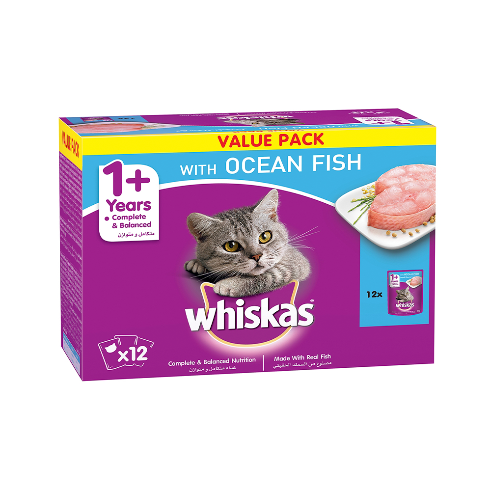 Whiskas Ocean Fish Adult Cat Food Pouches 80g x 12pcs