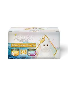 Aatas Multi Pack Creamy Chicken and Tuna Canned Cat Food - 80 g - 3 + 3