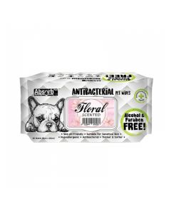 Absolute Pet Absorb Plus Antibacterial Floral Pet Wipes - 80 sheets