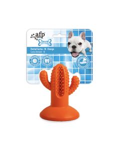 All For Paws Dental Cactus Rubber Dog Toy - Orange - Medium
