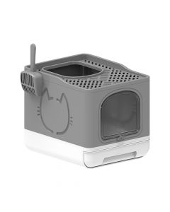 All For Paws Go Fresh Foldable Cat Litter Box - Grey - 49.6L x 38.8W x 40.7H cm