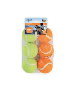 All for Paws Squeaking Tennis Ball  Dog Toy - Orange and Green - 6 pcs